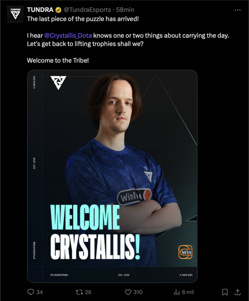 Crystallis Replaces Dyrachyo Tundra Esports